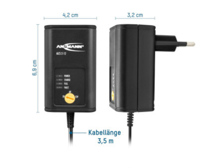 ANSMANN Chargeur pour batterie de voiture, 2 / 6 et 12 Volt