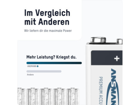 ANSMANN Pile rechargeable NiMH maxE, bloc E 9V, 300 mAh