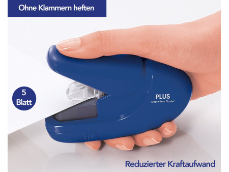 PLUS JAPAN Agrafeuse sans agrafe SL-106AB, bleu