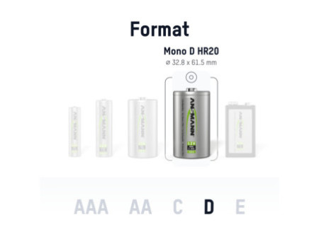 ANSMANN Pile rechargeable maxE NiMH, Mono D, 5.000 mAh