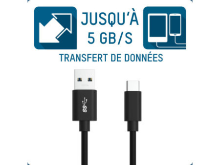 ANSMANN Câble de données & de charge, USB-A - USB-C, noir