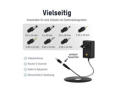ANSMANN Bloc secteur universel APS 1000, 12 W / 3-12 V, noir