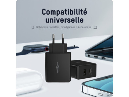 ANSMANN Chargeur secteur USB HOME CHARGER 247PD, noir