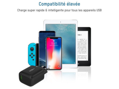 ANSMANN Chargeur secteur USB HOME CHARGER HC1180QC, noir