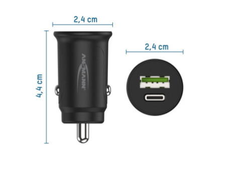 ANSMANN Chargeur voiture USB In-Car-Charger CC230PD, 2x USB