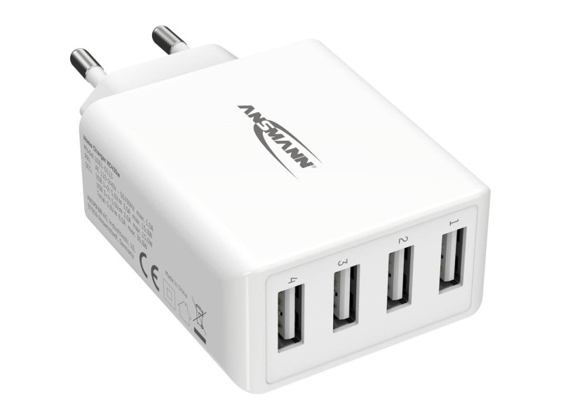 ANSMANN Chargeur USB Home Charger HC430, 4x port USB, blanc