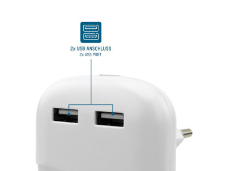 ANSMANN Lampe d'orientation à LED NL15AC, 2x port USB, blanc
