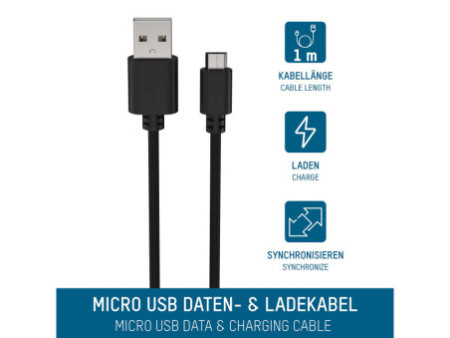 ANSMANN Câble de données & de chargement, USB-Micro USB, 1 m
