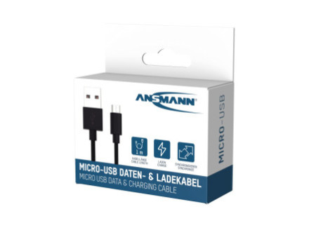 ANSMANN Câble de données & de chargement, USB-Micro USB, 1 m