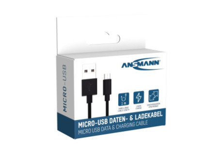 ANSMANN Câble de données & de chargement, USB-Micro USB, 1 m