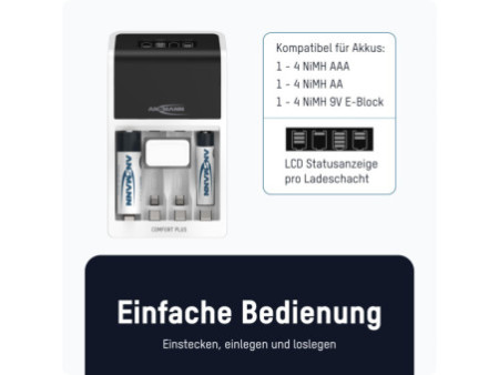 ANSMANN Chargeur rapide Comfort Plus, blanc/noir