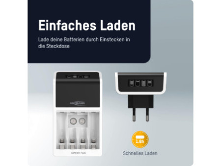ANSMANN Chargeur rapide Comfort Plus, blanc/noir