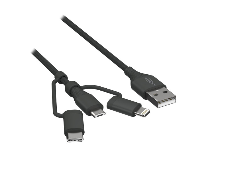 ANSMANN Câble 3en1 de charge & de données, Lightning/USB-C/