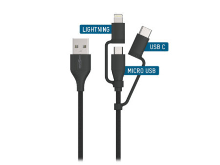 ANSMANN Câble 3en1 de charge & de données, Lightning/USB-C/