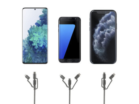 ANSMANN Câble 3en1 de charge & de données, Lightning/USB-C/