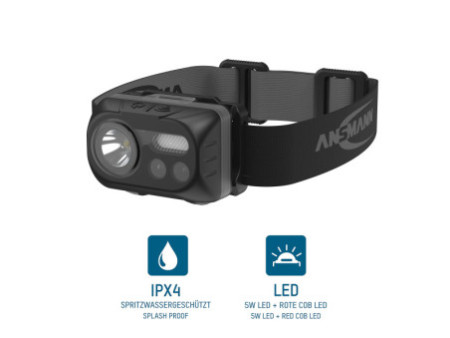 ANSMANN Lampe frontale LED à capteur HD230BS, 230 lumens