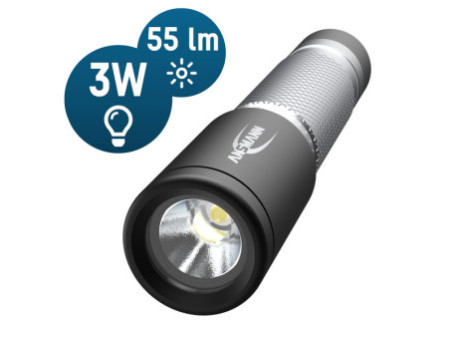 ANSMANN Lampe de poche LED, Daily Use 50B, argent/noir