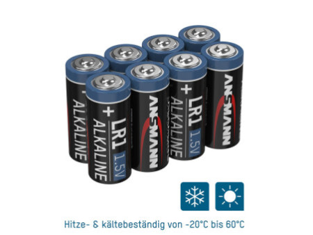 ANSMANN Pile alcaline LR1, 1,5 V, en lot de 8