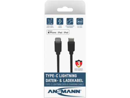 ANSMANN Câble de données & de charge, USB-C - Lightning