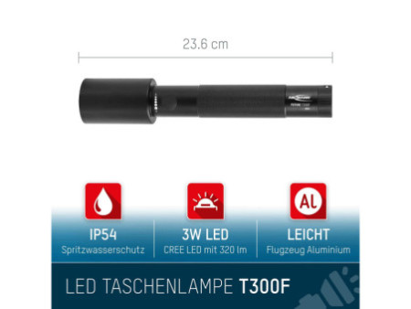 ANSMANN Lampe de poche LED Future T300F, IP54, noir