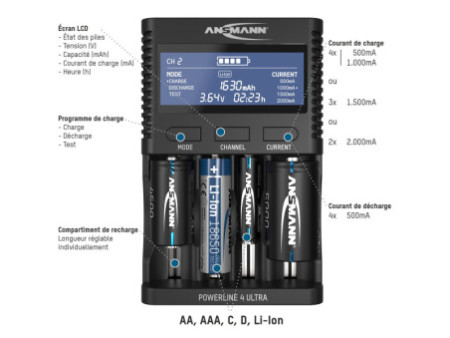 ANSMANN Chargeur universel Powerline 4 Ultra, noir