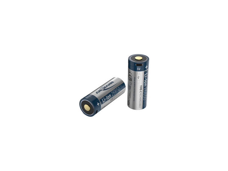 ANSMANN Pile rechargeable Li-ion 26650 avec USB-C femelle