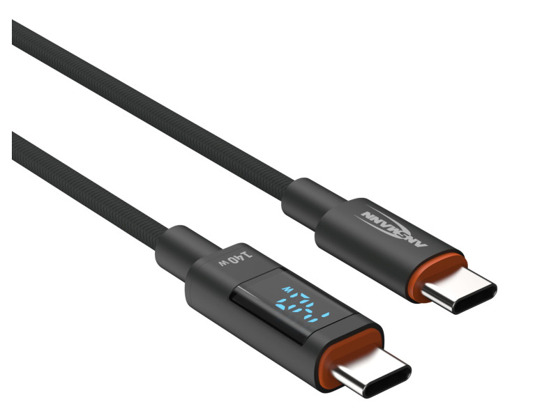 ANSMANN Câble données & charge avec écran, anthracite, 2,0 m