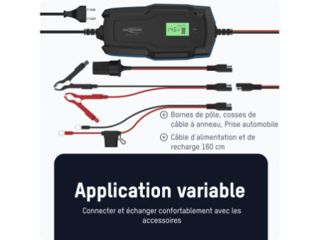 ANSMANN Chargeur de batterie BC, 6-12V/10A, noir/bleu