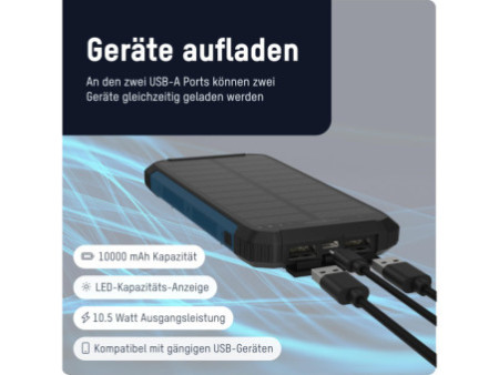 ANSMANN Powerbank PB212W, solaire, 10.000 mAh