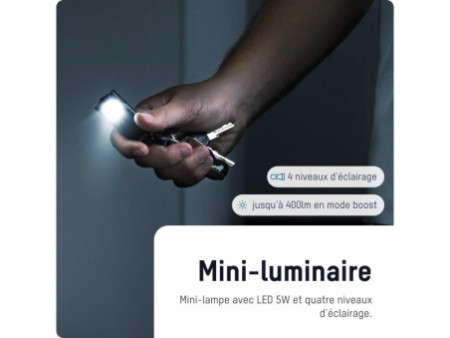 ANSMANN Lampe porte-clés ML400R avec fonction boost, noir