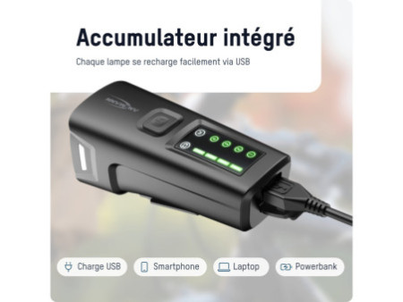 ANSMANN Feu avant LED pour vélo, 100 lux, noir
