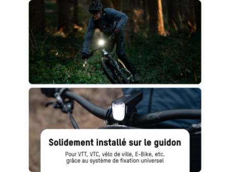 ANSMANN Feu avant LED pour vélo, 100 lux, noir