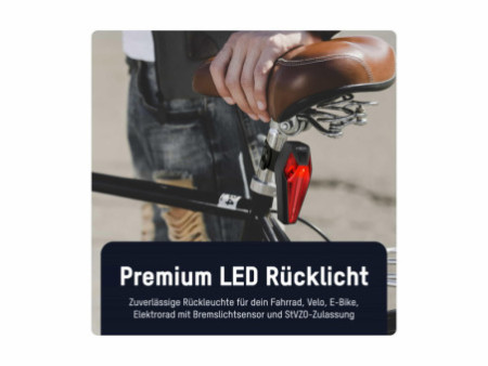 ANSMANN Feu arrière LED pour vélo avec fonction de feu stop