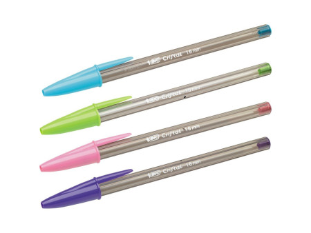 BIC Stylo à bille Cristal Fun, étuit carton de 4