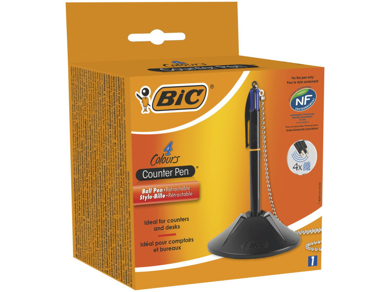 BIC Stylo à bille sur socle 4 Colours Counter Pen, noir