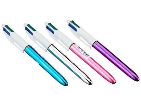 BIC Stylo à bille rétractable 4 Colours 'Shine', dans un
