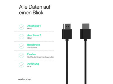 FLEXLINE Cordon HDMI, fiche A - fiche A, 2,0 m