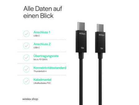 FLEXLINE Câble de raccordement USB, USB-C - USB-C, 0,50 m