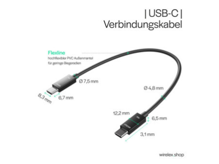FLEXLINE Câble de raccordement USB, USB-C - USB-C, 1,5 m