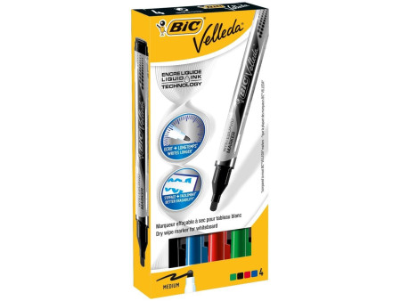 BIC Marqueur pour tableau blanc Velleda Liquid Ink, étui de