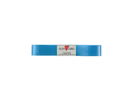 SUSY CARD Ruban cadeau 'double satin', 15 mm x 3 m, bleu