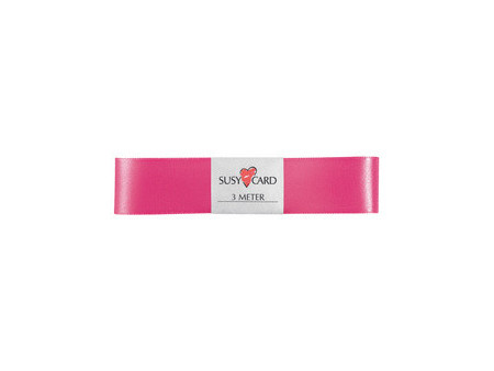 SUSY CARD Ruban cadeau 'double satin', 25 mm x 3 m, rose
