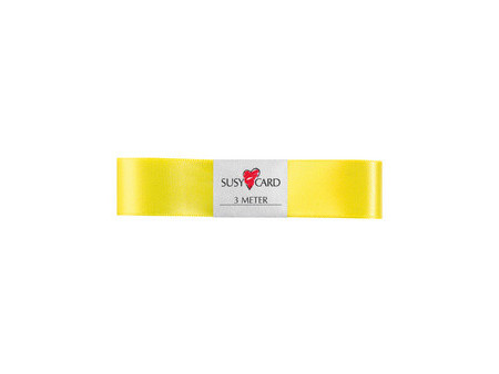SUSY CARD Ruban cadeau 'double satin', 25 mm x 3 m, jaune