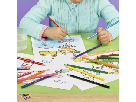 BIC KIDS Crayons de couleur aquarellables Aquacouleur, étui