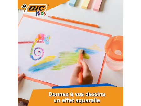 BIC KIDS Crayons de couleur aquarellables Aquacouleur, étui