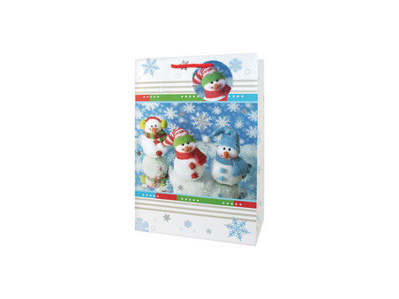CACTUS Sac cadeau de Noël '3 bonshommes de neige', grand