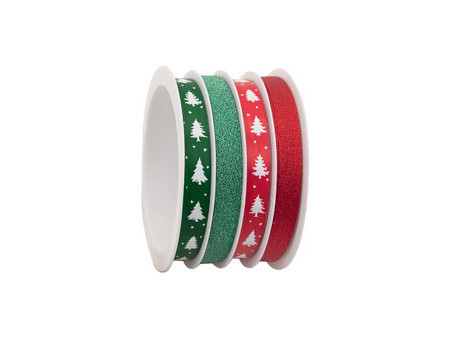CACTUS Bolduc sur bobine multiple, 4 rubans, rouge/vert