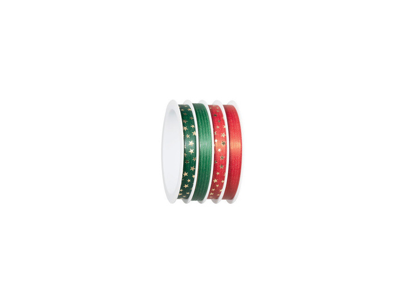 CACTUS Bolduc sur bobine multiple, 4 rubans, rouge/vert