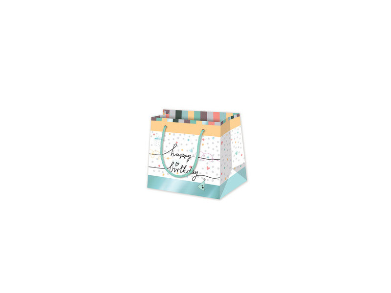 SUSY CARD Sac cadeau 'Happy Eco B-day Typo', petit