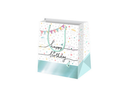 SUSY CARD Sac cadeau 'Happy Eco B-day Typo', petit